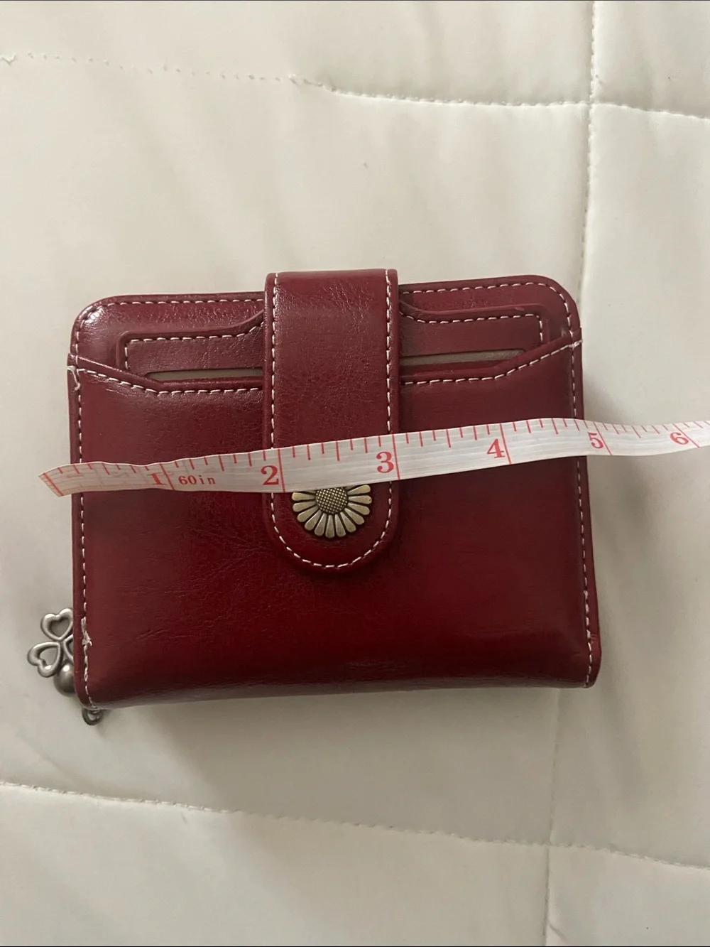 Red Leather Snap-Closure Women's Wallet